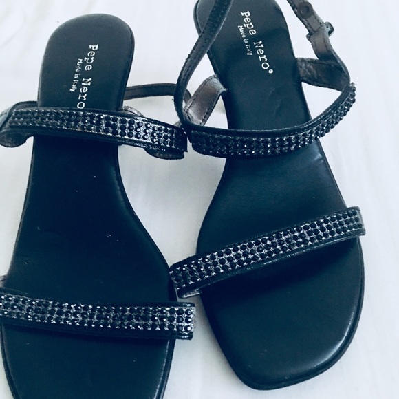 🇮🇹NWOT ITALIAN PEPE NERO SANDALS WITH HEELS - Picture 2 of 6